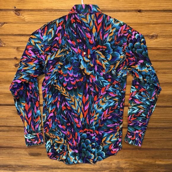 Vintage Wrangler Brushpop Mens Size 15 15.5  AOP 90s XLong Tails Single Stitch - Picture 2 of 9